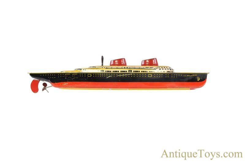 Wolverine Tin Lithographed Windup No. 93 "Luxury Liner" S.S. Wolverine <FONT COLOR="ff000 ">*SOLD*</font> - Image 4