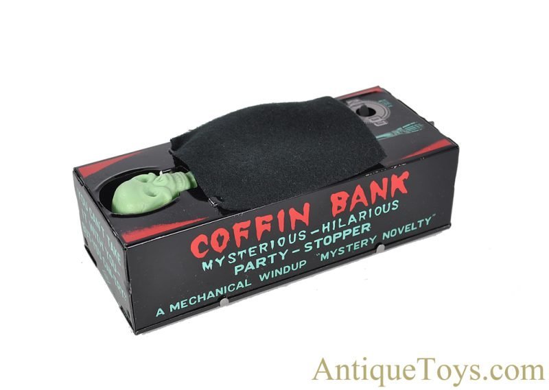 Yonezawa Toys (Y) Tin Lithographed Windup "Coffin Bank" Mint in Box for Sale - Image 4