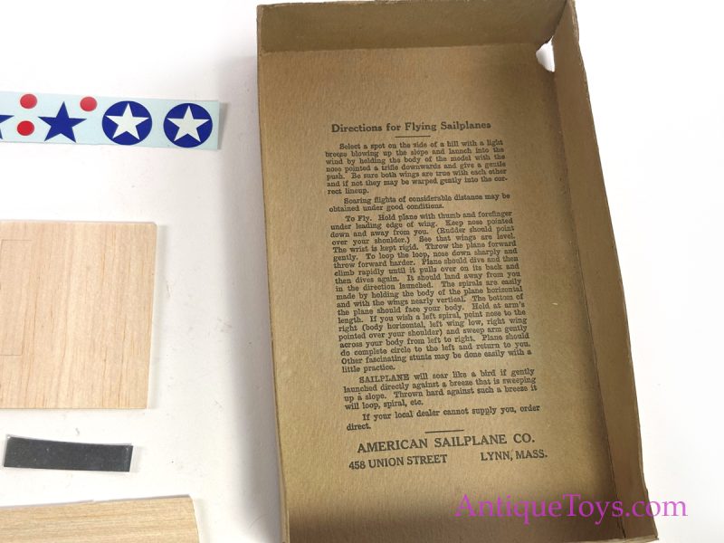 American Sailplane Co. Balsa Wood Flying Sailplane Model Plane in Box <FONT COLOR="ff000 ">*SOLD*</font> - Image 4