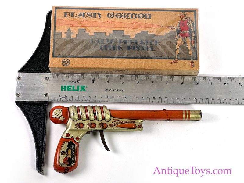 Marx Tin Lithographed "Flash Gordon Radio Repeater Click Pistol" with Box <FONT COLOR="ff000 ">*SOLD*</font>