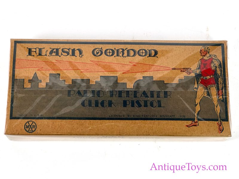 Marx Tin Lithographed "Flash Gordon Radio Repeater Click Pistol" with Box <FONT COLOR="ff000 ">*SOLD*</font> - Image 7