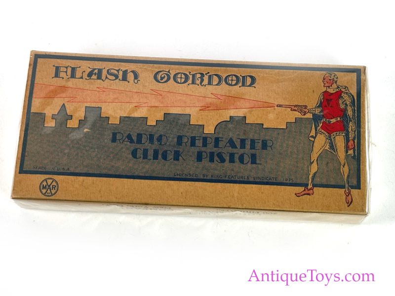Marx Tin Lithographed "Flash Gordon Radio Repeater Click Pistol" with Box <FONT COLOR="ff000 ">*SOLD*</font> - Image 5