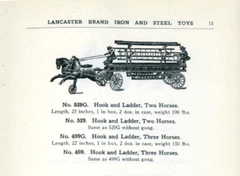 Hubley ca. 1919 Cast Iron No. 499 Horse Drawn Hook & Ladder Wagon <FONT COLOR="ff000 ">*SOLD*</font> - Image 9