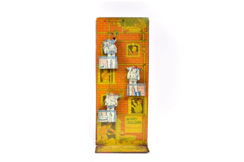 Codeg Productions Tin Lithographed "Merry Builders Automatic Sand Toy" <FONT COLOR="ff000 ">*SOLD*</font>