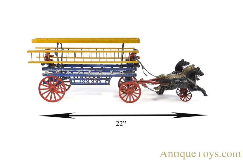 Hubley ca. 1919 Cast Iron No. 499 Horse Drawn Hook & Ladder Wagon <FONT COLOR="ff000 ">*SOLD*</font> - Image 8