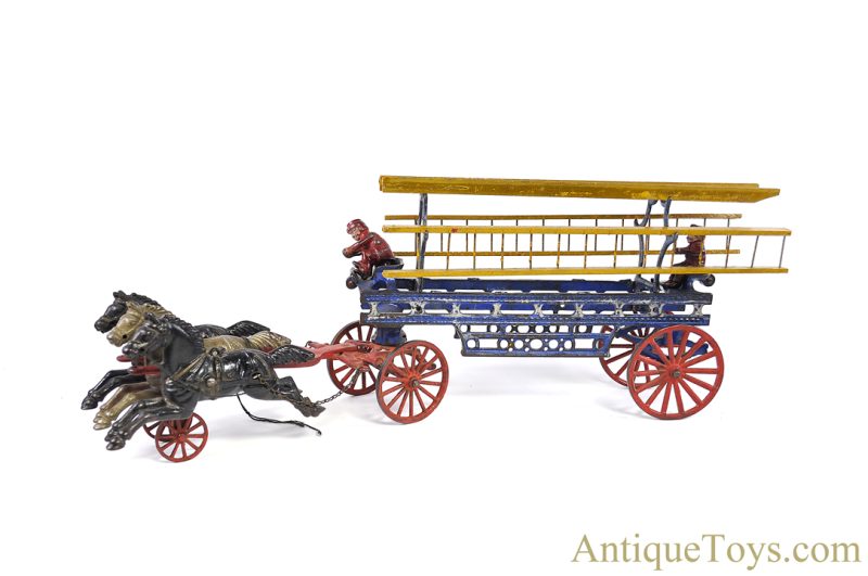 Hubley ca. 1919 Cast Iron No. 499 Horse Drawn Hook & Ladder Wagon <FONT COLOR="ff000 ">*SOLD*</font> - Image 2