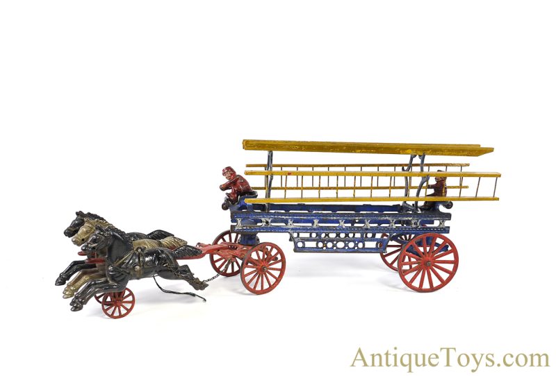 Hubley ca. 1919 Cast Iron No. 499 Horse Drawn Hook & Ladder Wagon <FONT COLOR="ff000 ">*SOLD*</font> - Image 4