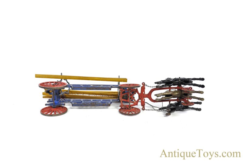 Hubley ca. 1919 Cast Iron No. 499 Horse Drawn Hook & Ladder Wagon <FONT COLOR="ff000 ">*SOLD*</font> - Image 5