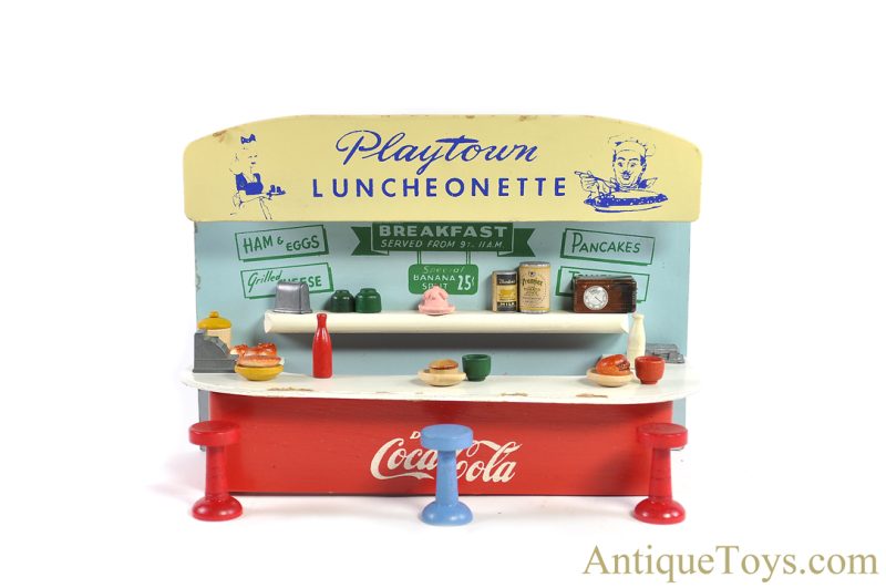 Playtown Products ca. 1940s-1950s Wooden Coca-Cola Luncheonette, General Store, & Meat Market with Accessories <FONT COLOR="ff000 ">*SOLD*</font> - Image 6