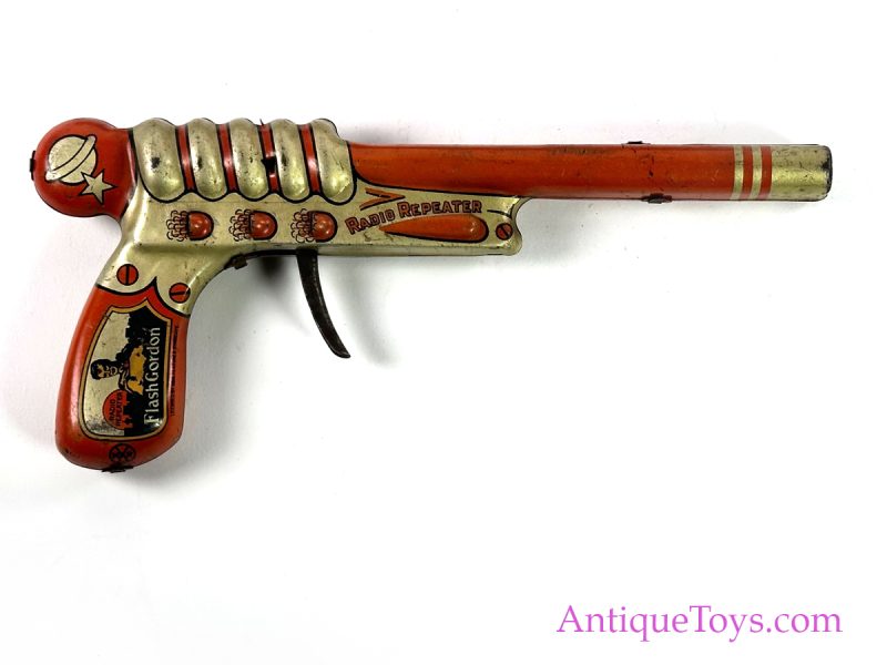 Marx Tin Lithographed "Flash Gordon Radio Repeater Click Pistol" with Box <FONT COLOR="ff000 ">*SOLD*</font> - Image 8