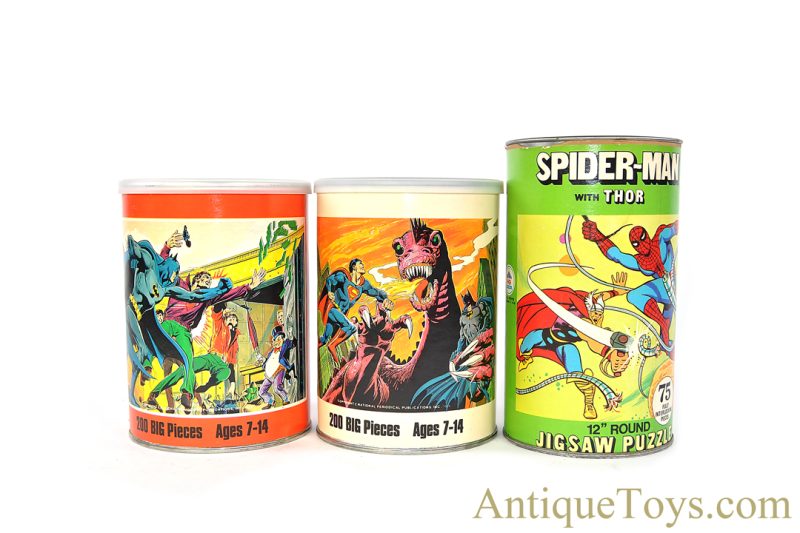 Three Vintage Superhero Puzzle Sets Sealed in Cans Spider-Man, Thor, Batman, Superman <FONT COLOR="ff000 ">*SOLD*</font> - Image 2