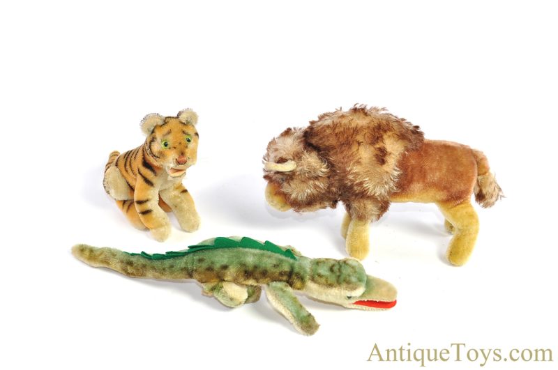Steiff Excelsior Stuffed Mohair Gaty Gator, Bison, & Open Mouth Sitting Bengal Tiger Set <FONT COLOR="ff000">*SOLD*</font> - Image 2