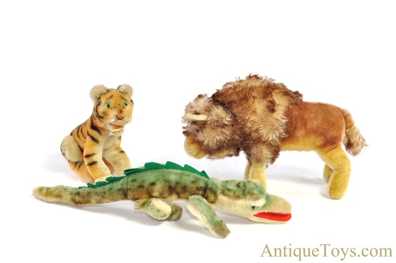 Steiff Excelsior Stuffed Mohair Gaty Gator, Bison, & Open Mouth Sitting Bengal Tiger Set <FONT COLOR="ff000">*SOLD*</font> - Image 3