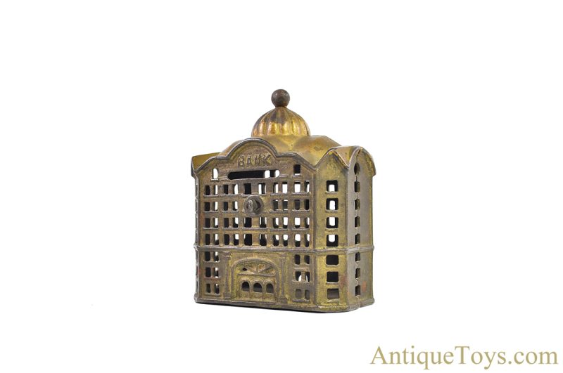 A.C. Williams ca. 1899 Cast Iron #448 Gold Domed Bank Still Penny Coin Bank for Sale - Image 3