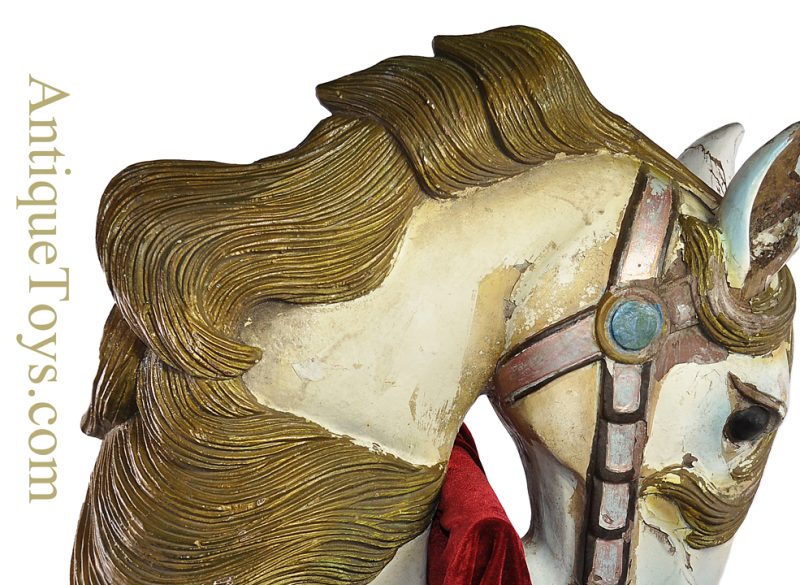 Antique Early 1900s Possibly Carmel/Looff Hand Painted & Hand Carved Wooden Carousel Horse Head <FONT COLOR="ff000 ">*SOLD*</font> - Image 14