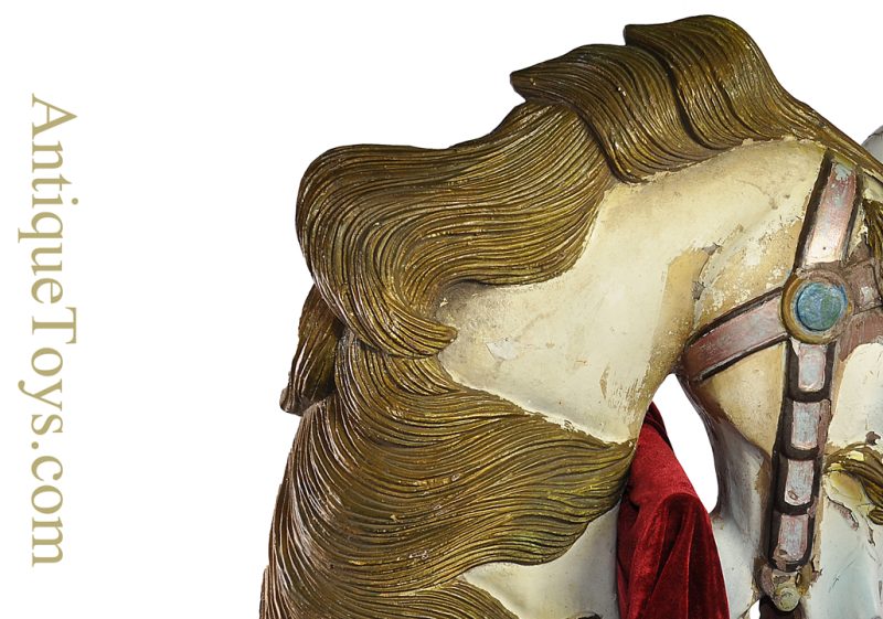 Antique Early 1900s Possibly Carmel/Looff Hand Painted & Hand Carved Wooden Carousel Horse Head <FONT COLOR="ff000 ">*SOLD*</font> - Image 15