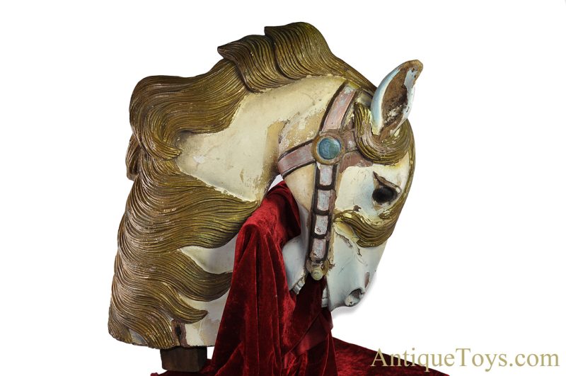 Antique Early 1900s Possibly Carmel/Looff Hand Painted & Hand Carved Wooden Carousel Horse Head <FONT COLOR="ff000 ">*SOLD*</font> - Image 2