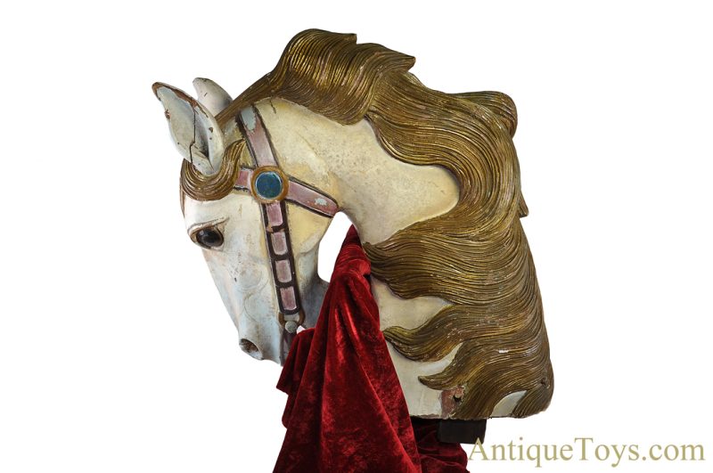 Antique Early 1900s Possibly Carmel/Looff Hand Painted & Hand Carved Wooden Carousel Horse Head <FONT COLOR="ff000 ">*SOLD*</font> - Image 3