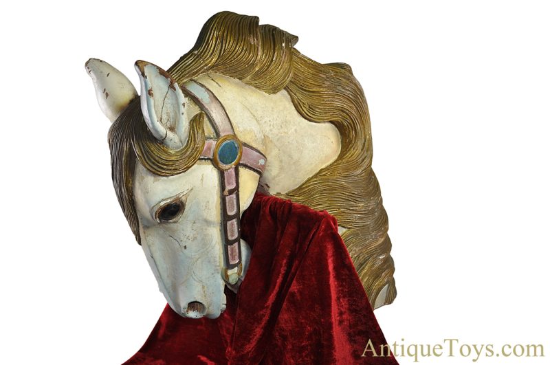 Antique Early 1900s Possibly Carmel/Looff Hand Painted & Hand Carved Wooden Carousel Horse Head <FONT COLOR="ff000 ">*SOLD*</font> - Image 4