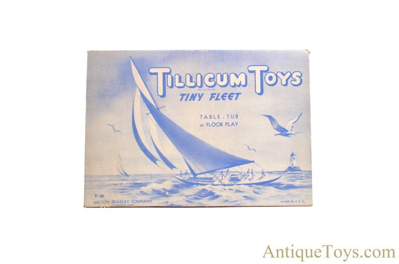 Milton Bradley Co. ca. 1930s Wooden T-80 “Tillicum Toys Tiny Fleet" Set in Box for Sale - Image 2