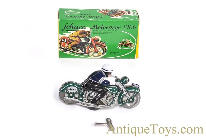 Schuco Tin Lithographed Windup "Motoracer 1006" Polizei Police Motorcycle with Box <FONT COLOR="ff000 ">*SOLD*</font> - Image 7