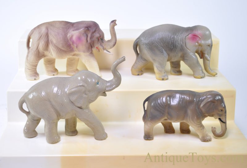 Vintage Japanese ca. 1920s-1940s Set of 4 Celluloid Elephants for Sale - Image 2