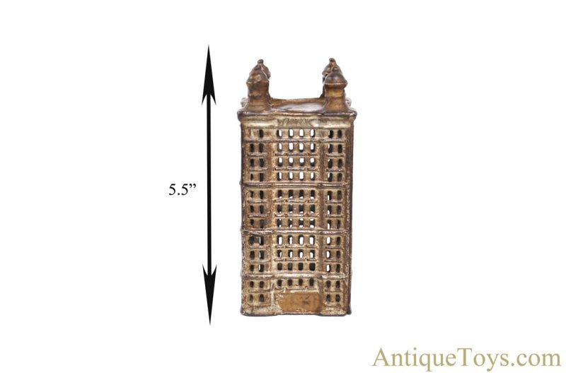 A.C. Williams ca. 1900-1931 Cast Iron Skyscraper Still Penny Coin Bank 5.5" <FONT COLOR="ff000 ">*SOLD*</font> - Image 8