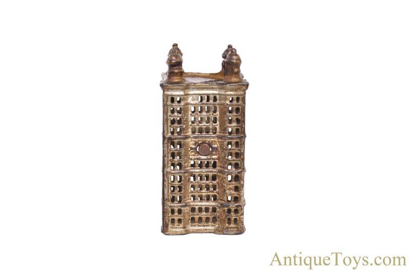 A.C. Williams ca. 1900-1931 Cast Iron Skyscraper Still Penny Coin Bank 5.5" <FONT COLOR="ff000 ">*SOLD*</font> - Image 4