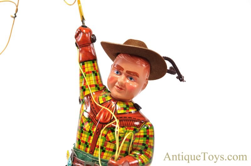 ALPS Tin Lithographed Windup "Cowboy with Whirling Lasso" in Box <FONT COLOR="ff000 ">*SOLD*</font> - Image 8