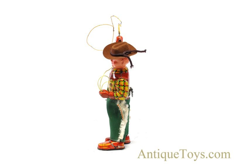 ALPS Tin Lithographed Windup "Cowboy with Whirling Lasso" in Box <FONT COLOR="ff000 ">*SOLD*</font> - Image 5