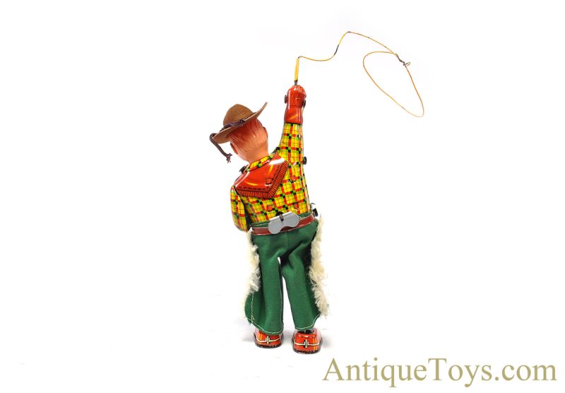 ALPS Tin Lithographed Windup "Cowboy with Whirling Lasso" in Box <FONT COLOR="ff000 ">*SOLD*</font> - Image 2
