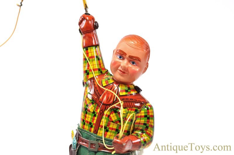 ALPS Tin Lithographed Windup "Cowboy with Whirling Lasso" in Box <FONT COLOR="ff000 ">*SOLD*</font> - Image 9