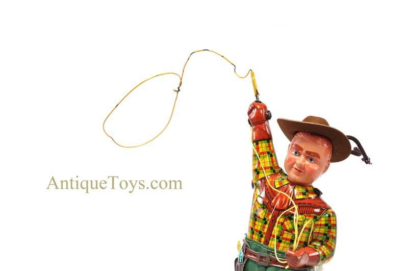 ALPS Tin Lithographed Windup "Cowboy with Whirling Lasso" in Box <FONT COLOR="ff000 ">*SOLD*</font> - Image 7