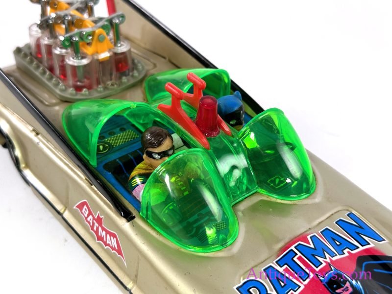 RARE Tin Lithographed Batt. Op. Gold Batman Batmobile Piston Car in Box <FONT COLOR="ff000 ">*SOLD*</font> - Image 2