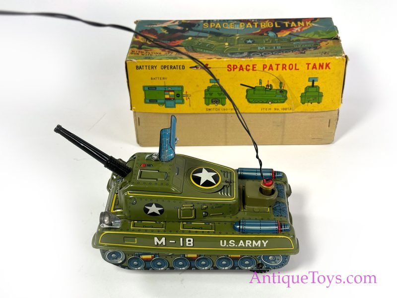 Okuma Tin Lithographed Batt. Op. Army M-18 Space Patrol Tank & USAF F-104 Jet in Box <FONT COLOR="ff000 ">*SOLD*</font> - Image 5