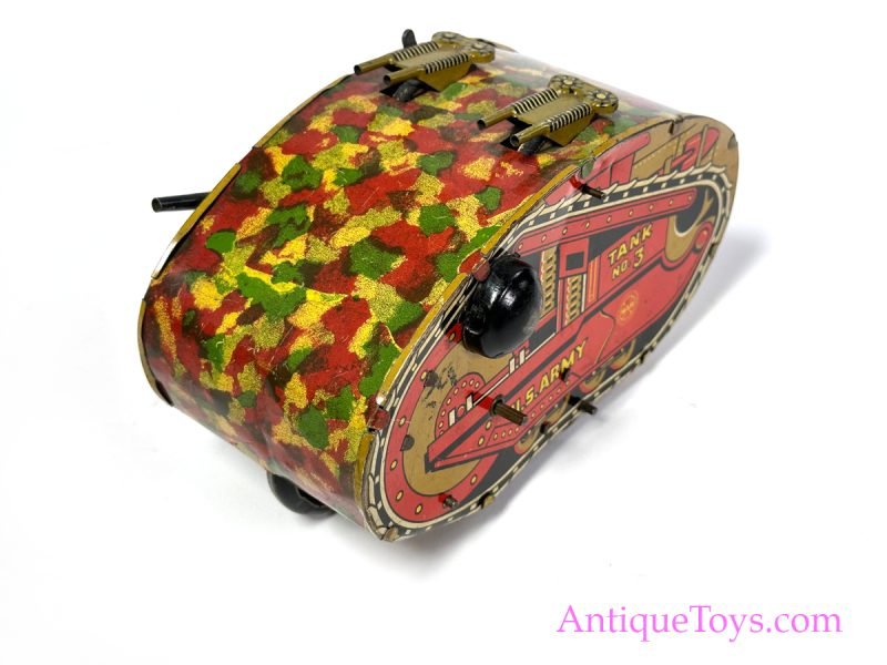 Marx Tin Lithographed Windup No. 3 U.S. Army Tank for Sale - Image 5