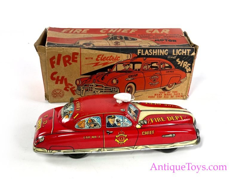 Marx Tin Lithographed Windup Fire Chief Car in Box <FONT COLOR="ff000 ">*SOLD*</font> - Image 6