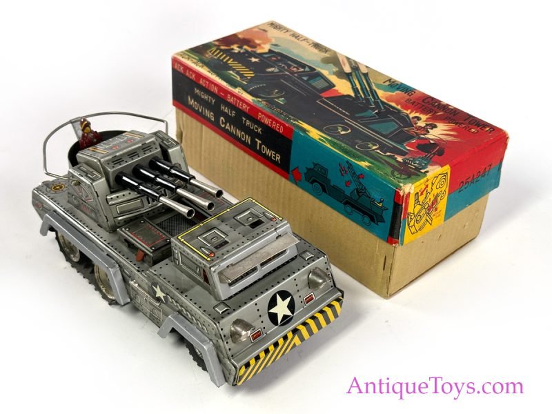 Sankei Tin Lithographed Batt. Op. "Mighty Half-Truck Moving Cannon Tower Tank" in Box <FONT COLOR="ff000 ">*SOLD*</font> - Image 8