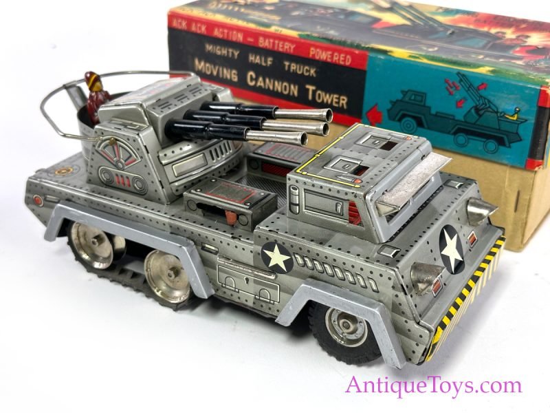 Sankei Tin Lithographed Batt. Op. "Mighty Half-Truck Moving Cannon Tower Tank" in Box <FONT COLOR="ff000 ">*SOLD*</font> - Image 7