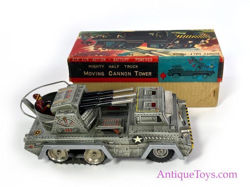 Sankei Tin Lithographed Batt. Op. "Mighty Half-Truck Moving Cannon Tower Tank" in Box <FONT COLOR="ff000 ">*SOLD*</font>