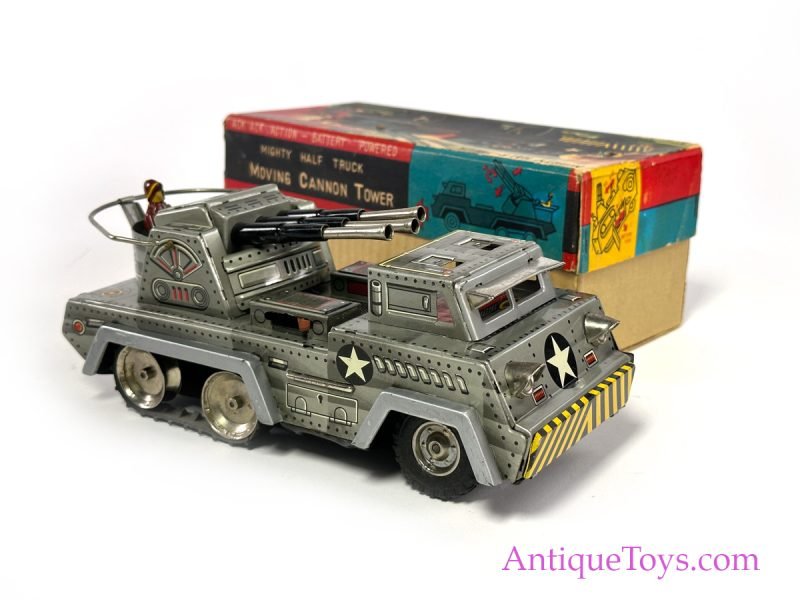 Sankei Tin Lithographed Batt. Op. "Mighty Half-Truck Moving Cannon Tower Tank" in Box <FONT COLOR="ff000 ">*SOLD*</font> - Image 3