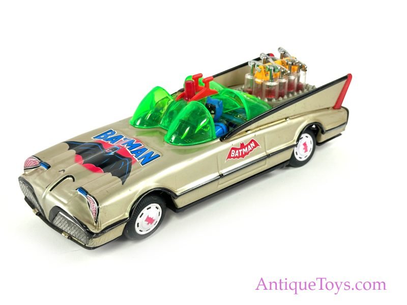 RARE Tin Lithographed Batt. Op. Gold Batman Batmobile Piston Car in Box <FONT COLOR="ff000 ">*SOLD*</font> - Image 5