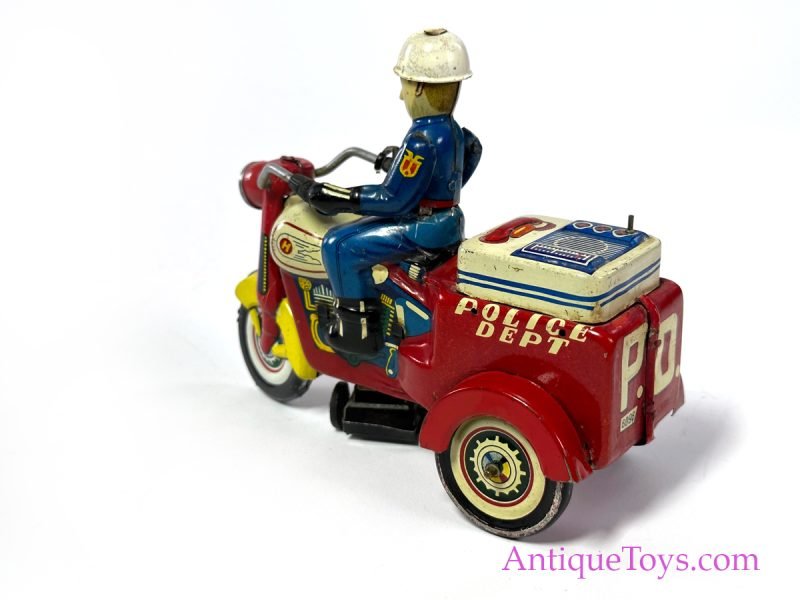 Yoshiya (KO) Tin Lithographed Friction Police Dept. Trike Motorcycle for Sale <FONT COLOR="ff000 ">*SOLD*</font> - Image 3
