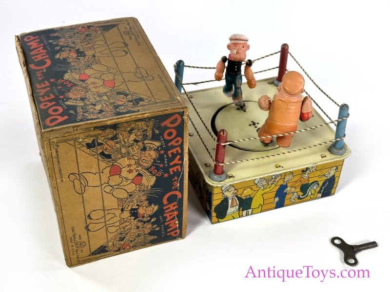 Marx Tin Lithographed and Celluloid Windup "Popeye The Champ" in Box <FONT COLOR="ff000 ">*SOLD*</font> - Image 6