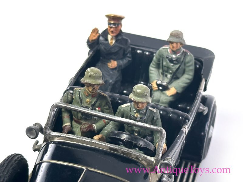 TippCo ca. 1935 Tin Lithographed Windup World War 2 Hitler Mercedes Car <FONT COLOR="ff000 ">*SOLD*</font> - Image 4