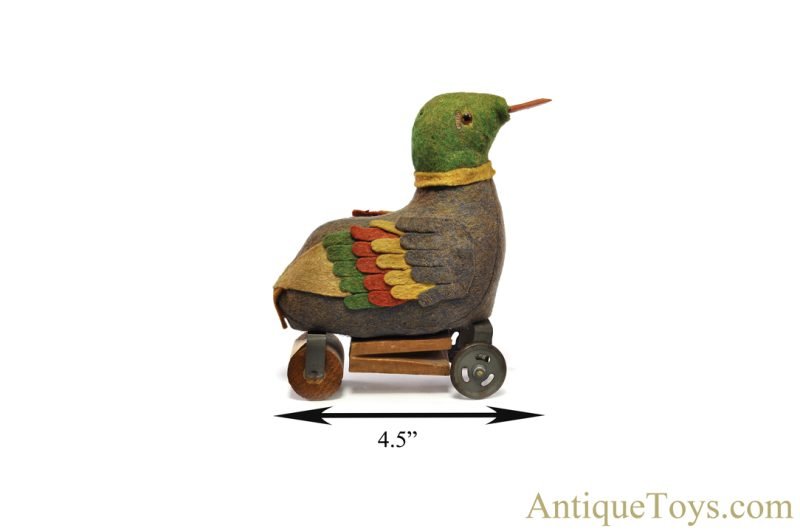 Antique German ca. 1911 Felt Mallard Duck Pull Toy for Sale - Image 7