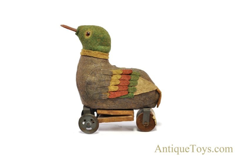 Antique German ca. 1911 Felt Mallard Duck Pull Toy for Sale - Image 5