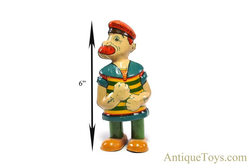 J. Chein ca. 1930's Tin Lithographed Windup Barnacle Bill the Sailor <FONT COLOR="ff000 ">*SOLD*</font> - Image 7