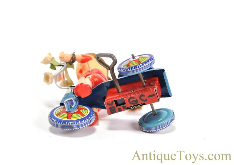 Kanto Toys Tin Lithographed Windup No. 9137 "Pony Tail Doll on Tricycle" in Box Japanese Toy <FONT COLOR="ff000 ">*SOLD*</font> - Image 6