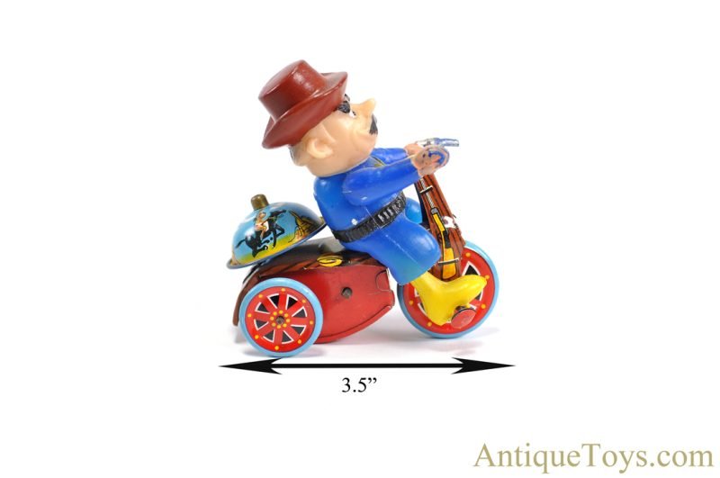 Linemar Marx Tin Lithographed Windup "Western Cycle" Cowboy on Tricycle with Box for Sale - Image 9